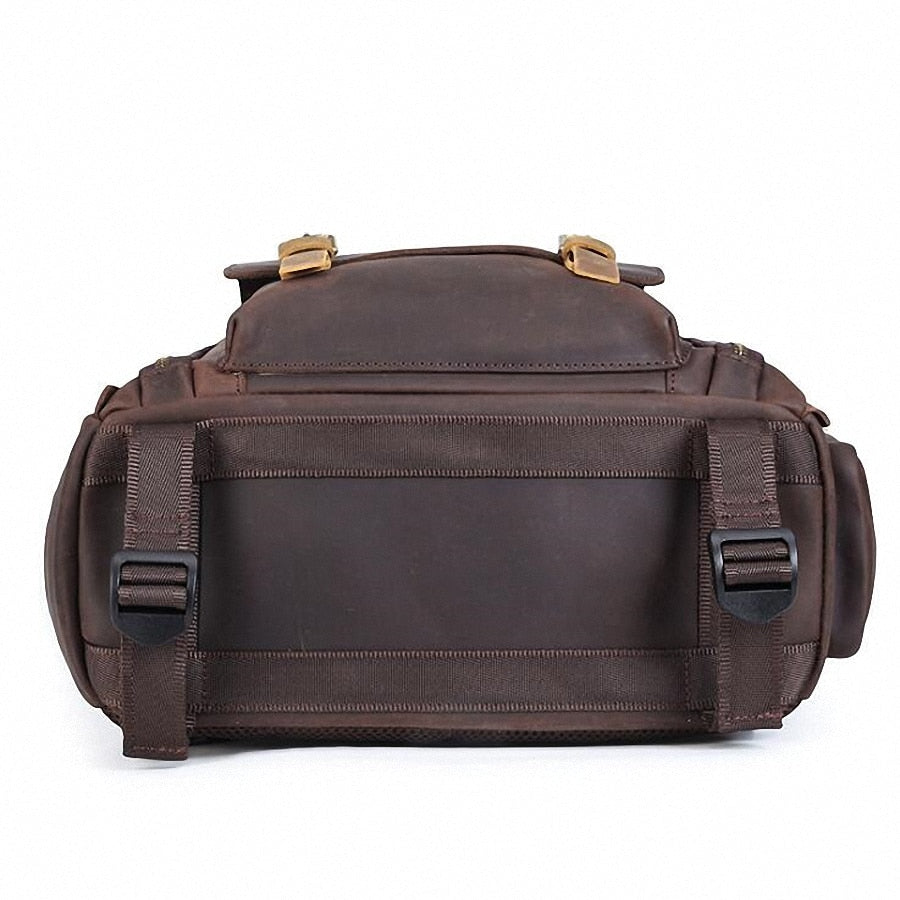 The Gaetano  Large Leather Backpack Camera Bag with Tripod Holder