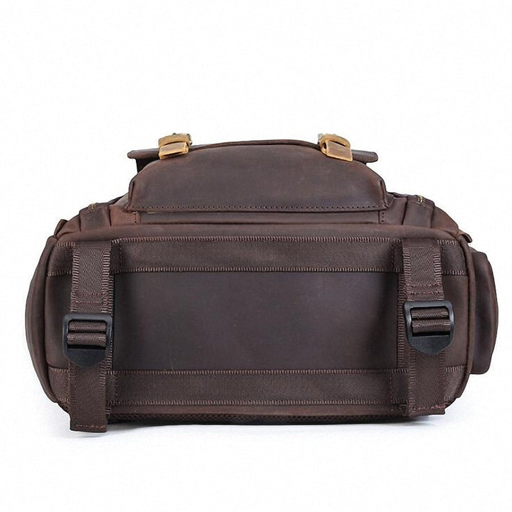 The Gaetano  Large Leather Backpack Camera Bag with Tripod Holder