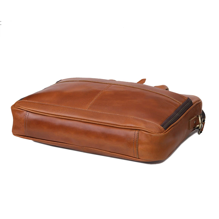 AUSTIN LAPTOP LEATHER BRIEFCASE  TAN  1216
