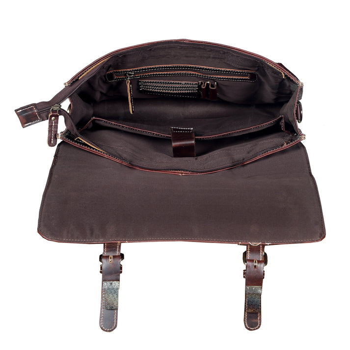 Brown Buffalo Leather Messenger Bag for Men  Landon Vintage Laptop Bag  16 INCH