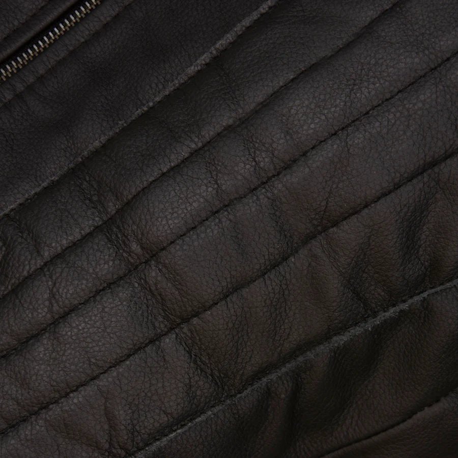 Black Quilted Leather Vest for Men