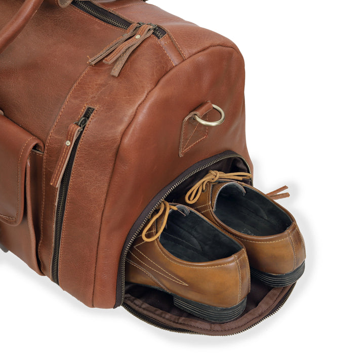 Mars Leather Duffel Bag for Men  Tan  20 INCH