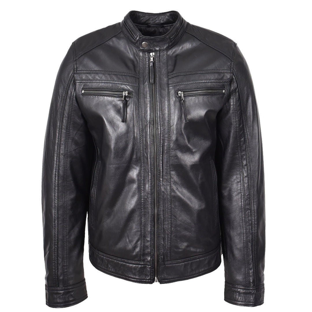 Mens Leather Biker Jacket Motorsport Logos Bobby Red