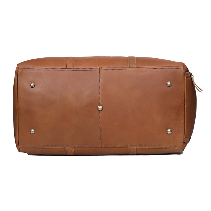 JOHN LEATHER DUFFEL BAG FOR MEN  TAN