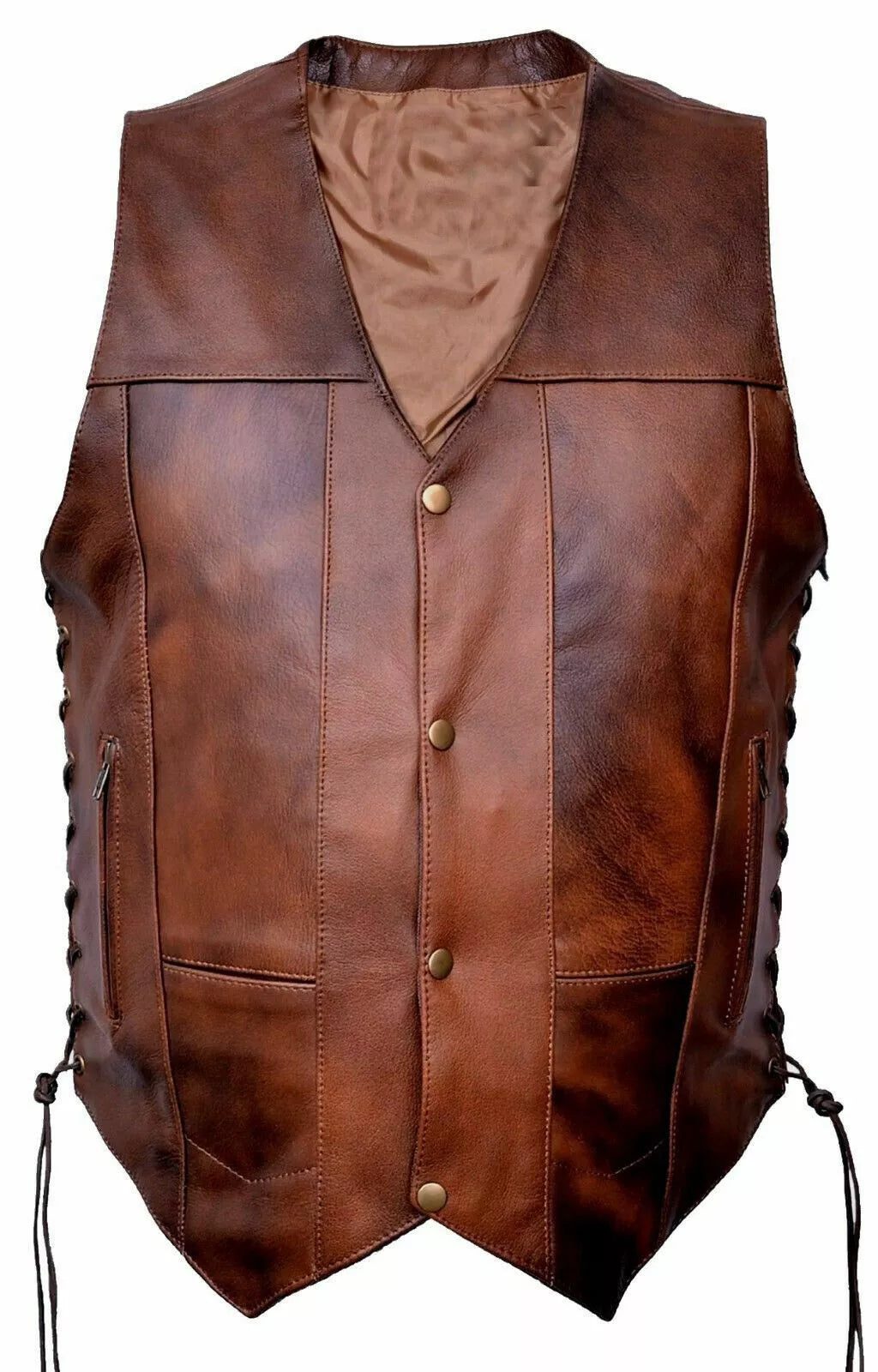 Vintage Brown Leather Vest for Men | Kaida Leathers