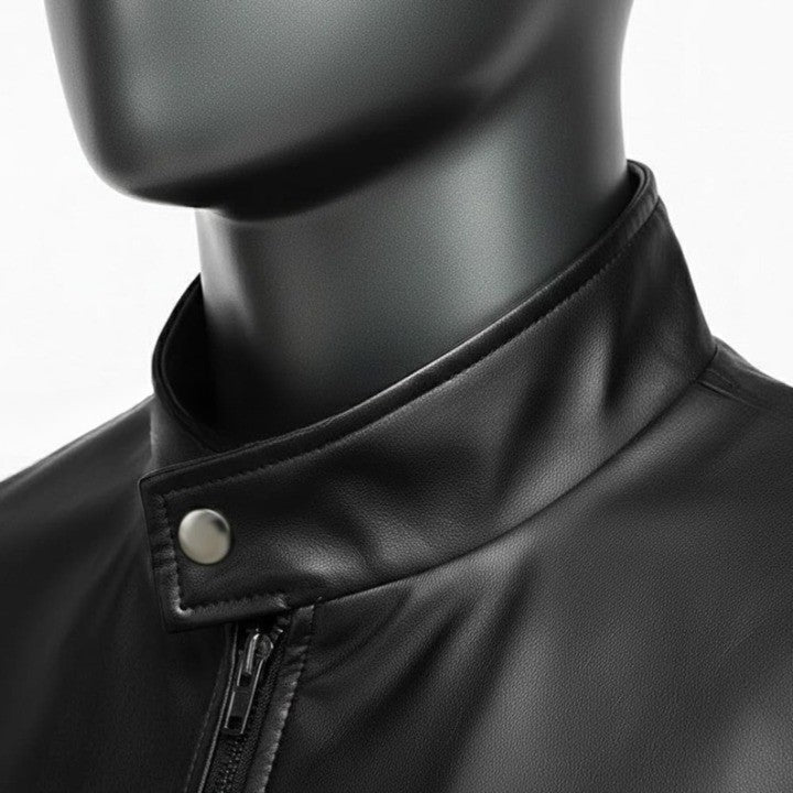 Mens Color Block Genuine Leather Jacket  Maroon  Mustard Panel Design