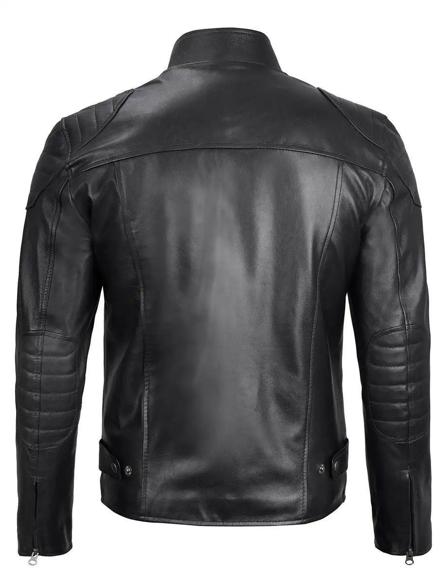 Men's Black Biker Style Leather Jacket