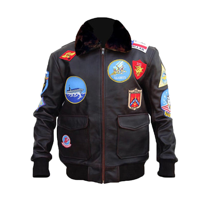 Brown Genuine Leather Biker Jacket For Men