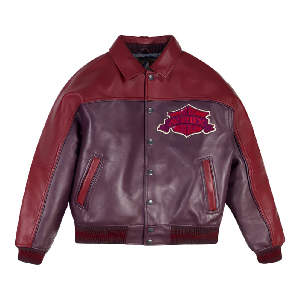MENS CLASSIC BLACK LEATHER TRACK TEAM JACKET