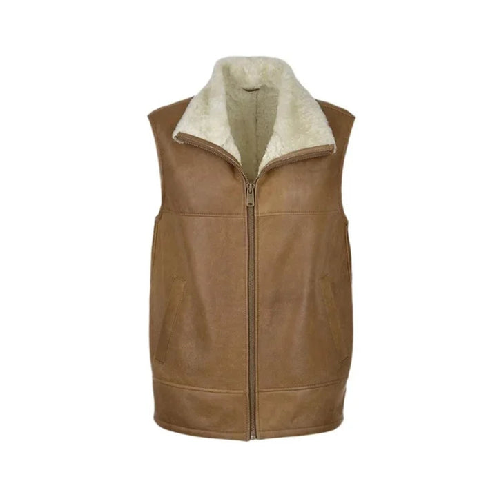 Men’s Fur Shearling Brown Leather Vest