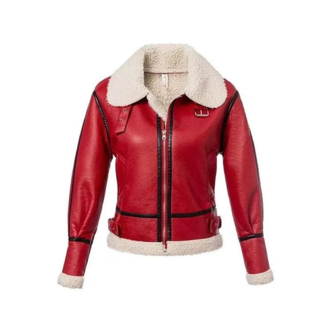 Red Leather Christmas Jacket for Women - Front side