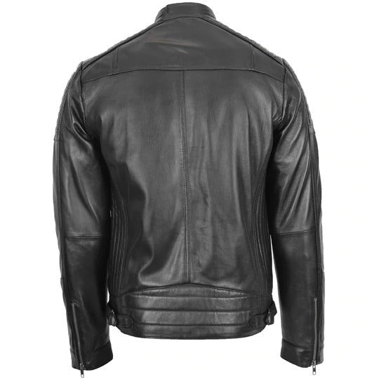 Black Sheepskin Real Leather Jacket Men