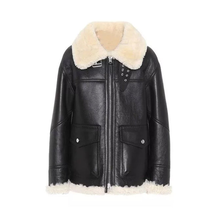 Womens Aviator Ivory Shearling Jacket