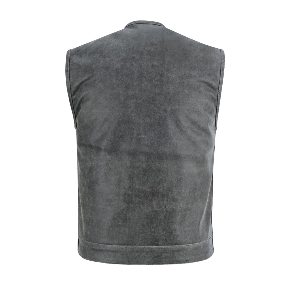 Grey Motorcycle Leather Vest
