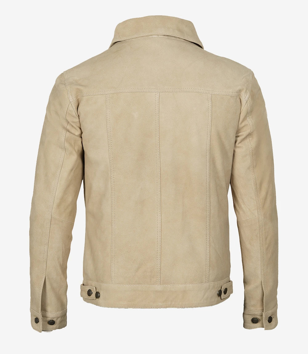 Fernando Men's Camel Suede Trucker Jacket