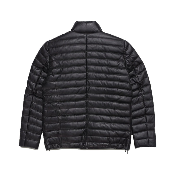 Classic Black Leather Down Jacket