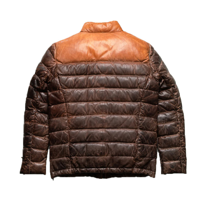 Premium Brown Leather Down Jacket