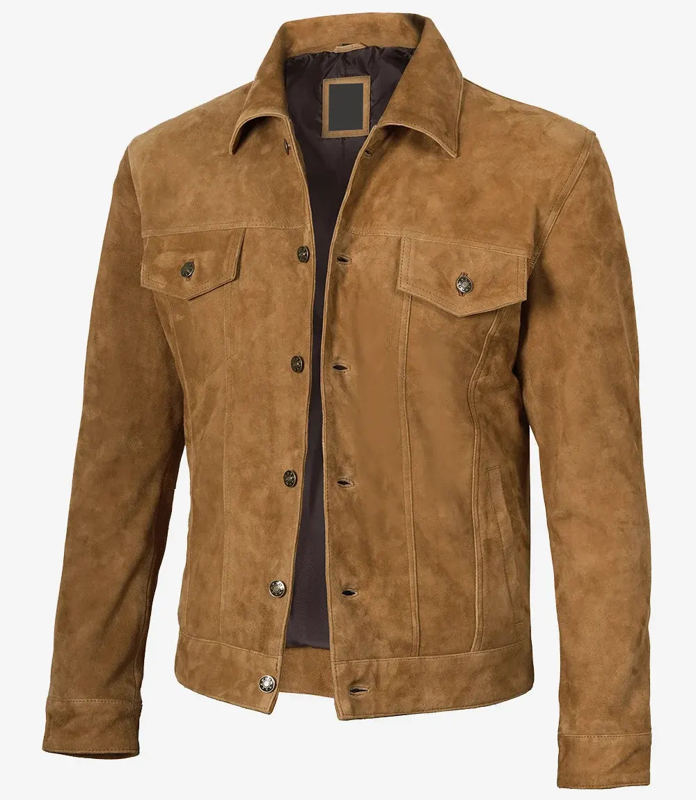 Light Brown Men's Trucker Suede Jacket