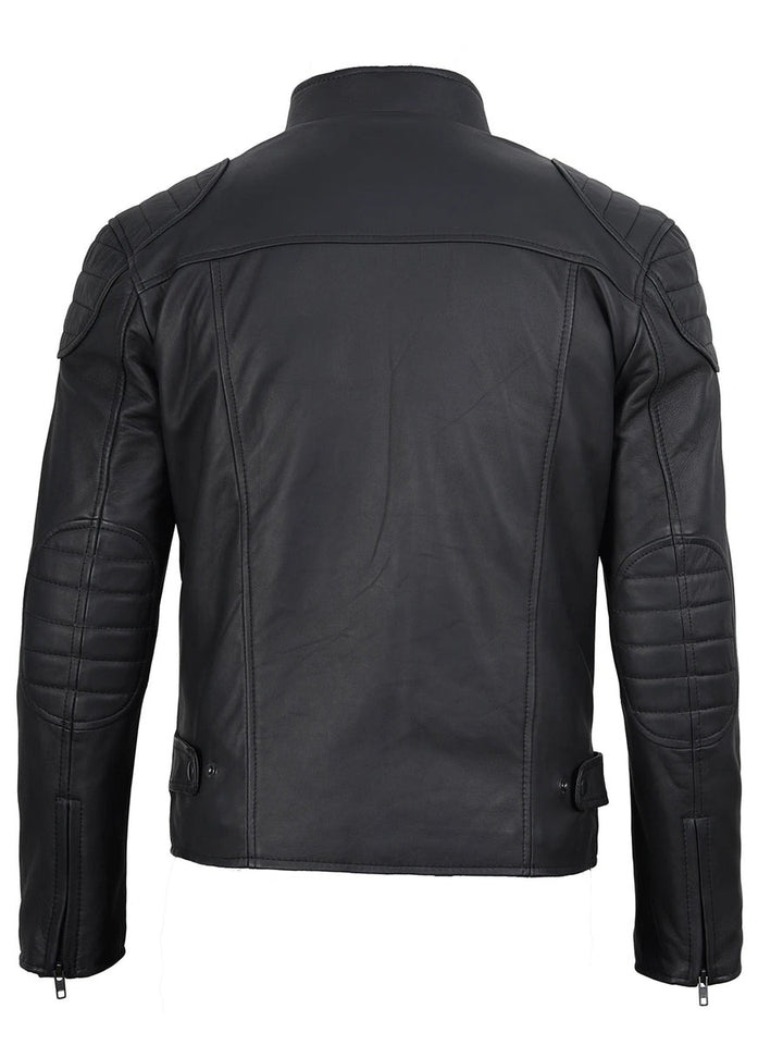 Men's Matte Black Biker Style Leather Jacket