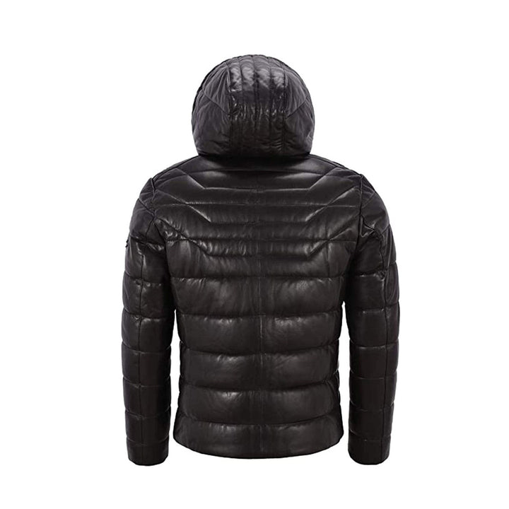 Men’s Black Puffer Hooded Quilted Jacket