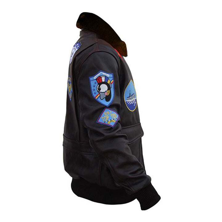Brown Genuine Leather Biker Jacket For Men